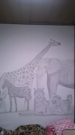 部屋の壁に描いた